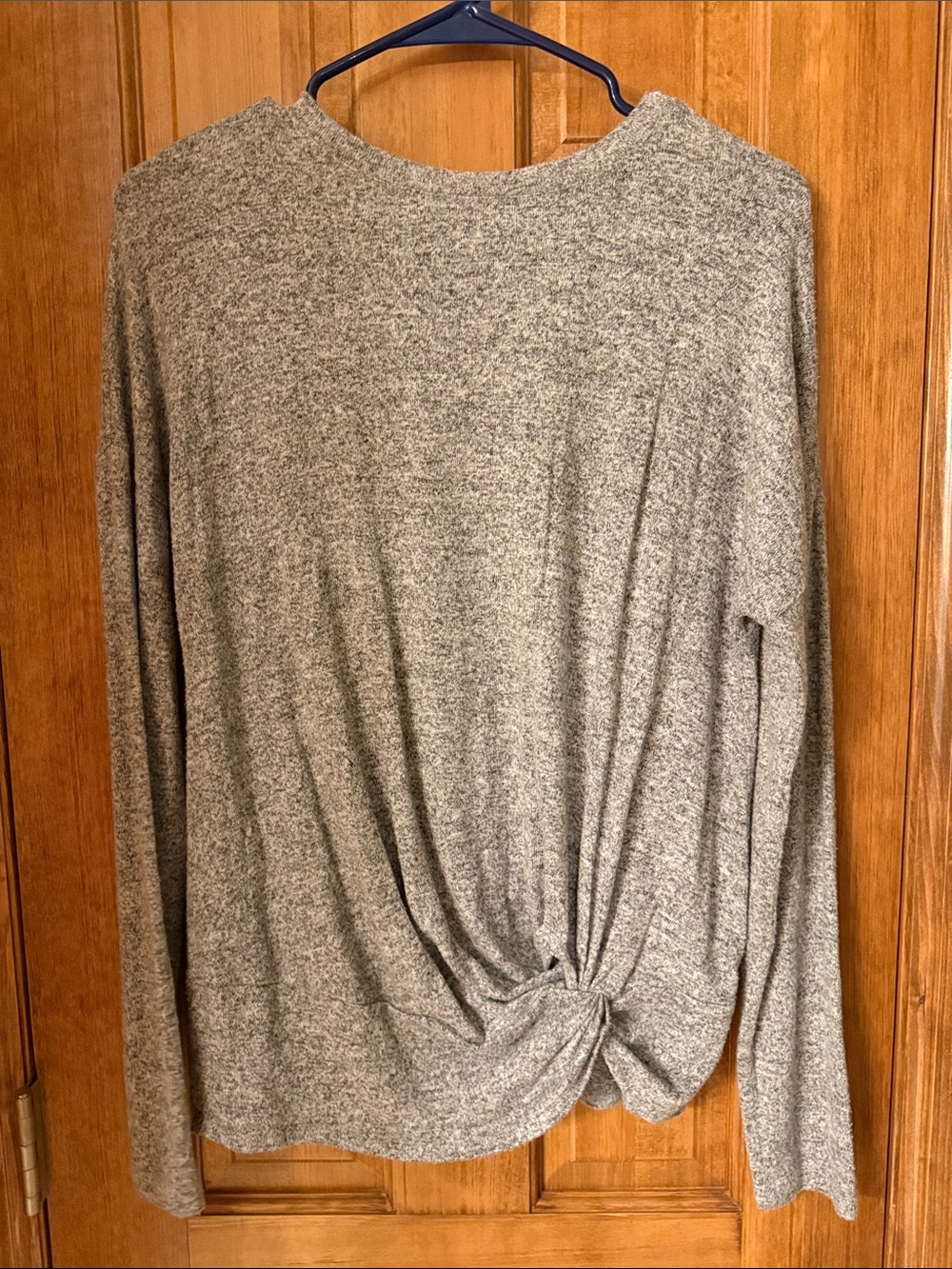 a new day Gray Twist-Knot Long Sleeve soft light sweater shirt